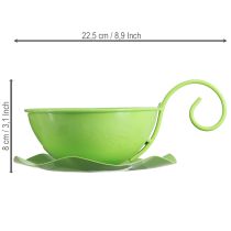 gjenstander Dekorativ kopp i metall, eplegrønn, med skål, H8 cm Ø11,5 cm, 2 stk.
