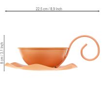 gjenstander Dekorativ kopp i metall, oransje, Ø11,5 cm, H6 cm, med skål, 2 stk.