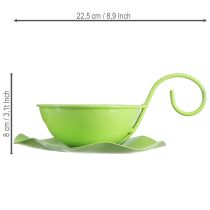 gjenstander Dekorativ metallkopp med skål, lysegrønn, H8 cm Ø11,5 cm, 2 stk.