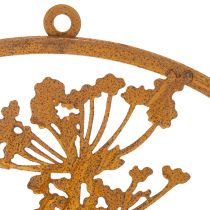 gjenstander Metallring, rustent metall, dekorativ ring, veggdekorasjon, dillkvist, Ø38 cm