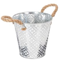 gjenstander Metallplantepotte, blomsterpotte med håndtak, planter med blomstermønster Ø18cm