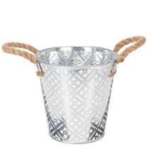 gjenstander Metallplantepotte, blomsterpotte med håndtak, planter med blomstermønster Ø18cm