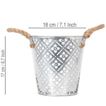 gjenstander Metallplantepotte, blomsterpotte med håndtak, planter med blomstermønster Ø18cm