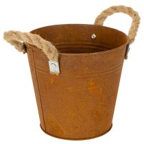 gjenstander Metallpotte med håndtak, urtepotte, rustdekorasjon Ø16,5 cm H15 cm