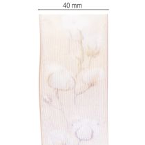 gjenstander Organzabånd, bomullsblomster, dekorativt bånd, rosa, 40 mm, 15 m