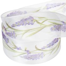 gjenstander Organzabånd, chiffonbånd, dekorativt bånd, lavendel, 40 mm, 20 m