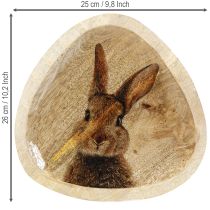 gjenstander Påskeplate Dekorativ treplate Kanin i Egg Natural 25x26cm