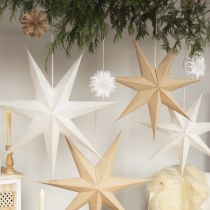 gjenstander Lysende papirstjerne, naturlig jute, jul, 60 cm