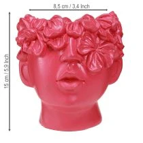 gjenstander Plantehode Polyresin Bust Planter Rosa 13,5×13×14cm