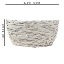 gjenstander Kurvsett i rotting, hvitgrå, shabby chic-dekorasjon, 3 deler