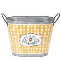gjenstander Oval blomsterpotte med biedesign, rutete mønster, sommerdekorasjon, blomsterpotte, 38 × 24 × 29 cm