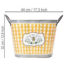 gjenstander Oval blomsterpotte med biedesign, rutete mønster, sommerdekorasjon, blomsterpotte, 38 × 24 × 29 cm
