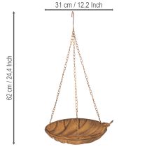 gjenstander Dekorativ hengende skål, hagedekorasjon, rustlook, Ø31 cm, L62 cm