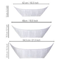 gjenstander Blomsterpotte, båtformet, metall, hvit/sølv, 54,5/48/42 cm, sett med 3