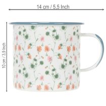 gjenstander Emaljert blomsterpotte, dekorativ kopp med blomstermotiver, Ø11 cm