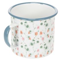 gjenstander Emaljert blomsterpotte, dekorativ kopp med blomstermotiver, Ø11 cm
