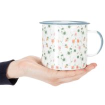 gjenstander Emaljert blomsterpotte, dekorativ kopp med blomstermotiver, Ø11 cm