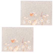 gjenstander Dekkebrikker i filt med blomstermotiv – stilige dekkebrikker for naturlig borddekorasjon 45x35cm 2 stk.