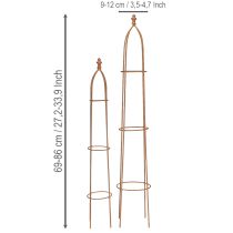 gjenstander Metall espalier obelisk i rustutseende 69/86 cm sett med 2 stk.