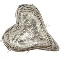 gjenstander Rottinghjerteplante hjertedekorasjon rottingranker hvit 20x24cm