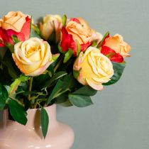 gjenstander Rosebukett blomsteroppsats for elegant dekorasjon i stuen 44 cm 6 stk