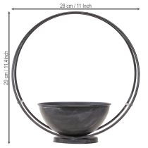 gjenstander Skål med fot, dekorativ ring, metall, antrasitt, H29 cm, 2 stk.