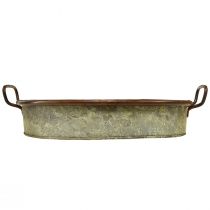 gjenstander Ovalt metallbrett med håndtak, rustfarget, 46/52 cm, sett med 2 stk.