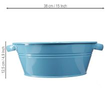 gjenstander Rund bolle med hank, dekorativ bolle, blomsterbolle, blå, Ø33,5 cm