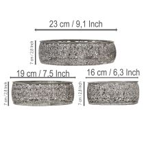 gjenstander Dekorativ metallskål, grått og hvitt mønster, Ø16/19,5/23,5 cm, sett med 3