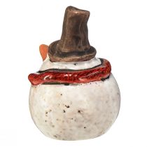 gjenstander Keramisk snømannfigur, hvit, 6,9cm – vinterjuledekorasjon – 6 stk