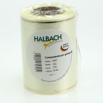 gjenstander Kremfarget kransbånd med gullkant, supersateng, 125 mm bredt, 25 m langt - Vanntett, ideelt for datautskrift og miljøvennlig