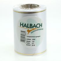 gjenstander Hvitt kransbånd med gullkant for datautskrift, satengbånd, vanntett, 25m x 125mm