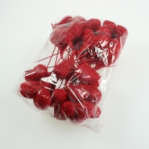 gjenstander Sisalhjerte 5cm rødt på pinne 24 stk