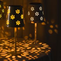 gjenstander Solcelledrevet LED-bordlampe med blomsterdesign, stemningsfull utendørsbelysning, 28 cm