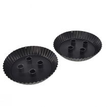 gjenstander Metall kakeformet lysholder – svart, Ø 24 cm – elegant borddekorasjon for 4 lys – 2 stk.