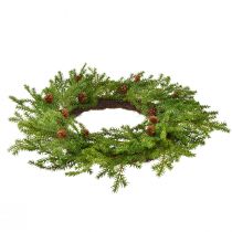 gjenstander Kunstig grankrans, grønnbrun med kongler, juledekorasjon, Ø49 cm