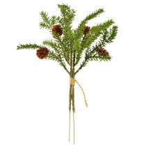 gjenstander Kunstig grangren med naturlige kongler, juledekorasjon i jute, 28 cm, sett med 4 deler