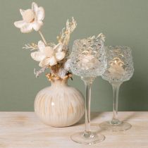 gjenstander Telysholder i glass med kjegleformet base, H19,5/22,5 cm, sett med 2 stk.