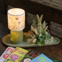 gjenstander LED-bordlampe med blomstermønster for stilig stuebelysning, 23 cm