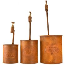 gjenstander Plantekar patina dekorativt metall med kran H25/37/43cm sett med 3 stk