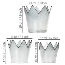 gjenstander Blomsterpottekrone metall dekorativ sink Ø21,5/19,5/17 cm sett med 3