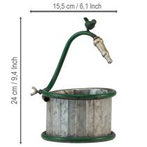 gjenstander Metallplantekasse, regnfat, fugledesign, balkongdekorasjon, Ø15,5 cm