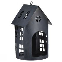 gjenstander Fuglehus antikk grå metall 30x15 cm