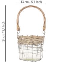 gjenstander Hengende lyktedekorasjon, metall, glass, piletre, Ø13 cm H12 cm, 2 stk.