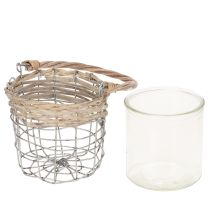gjenstander Hengende lyktedekorasjon, metall, glass, piletre, Ø13 cm H12 cm, 2 stk.