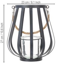 gjenstander Metalllykt med glass, antrasitt, Ø23 cm, H27 cm
