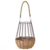 gjenstander Lykt med håndtak og glass lilla natur Ø18cm H22cm