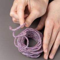 gjenstander Ulsnor med rosa og gulltråd, 5m x 5mm med ståltråd, til dekorasjon og håndarbeid