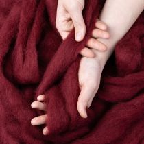 gjenstander Ullbånd, dekorativ ull, mørkerød, 10m ullbånd til blomsterdekorasjon og håndverk