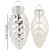 gjenstander Kjegler i glass, sølv, 5 cm, 14 stk.